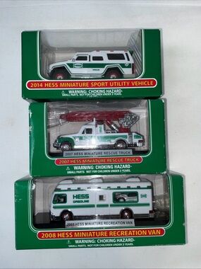 3 - Hess Miniatures 2007/08/14 Rescue Truck/ Recreational Van /Utility Vehicle